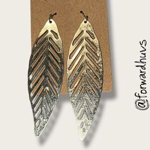 Bundle Sale 3 for $15 | Gold Tone Chevron Leaf Cutout Earrings